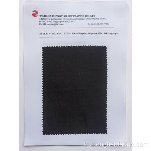 100% polyester recyclé 350T 144F Pongee P / D